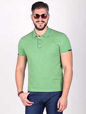 Мъжка блуза къс ръкав с якичка в зелено - 93353 - 37.00 лв.