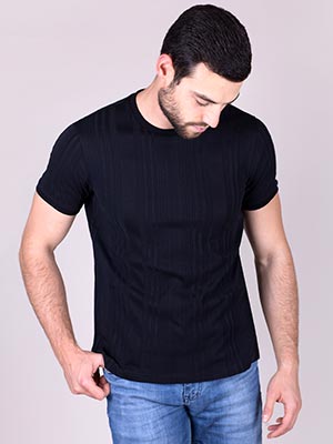Черна тениска рипсен памук - 96350 - 14.99 лв.