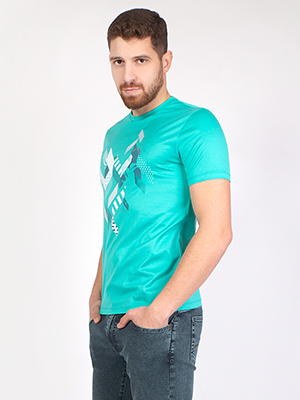 Тениска в светло зелено с принт  - 96401 - 39.00 лв.