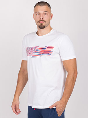 Бяла тениска с принт на черти - 96444 - 42.00 лв.